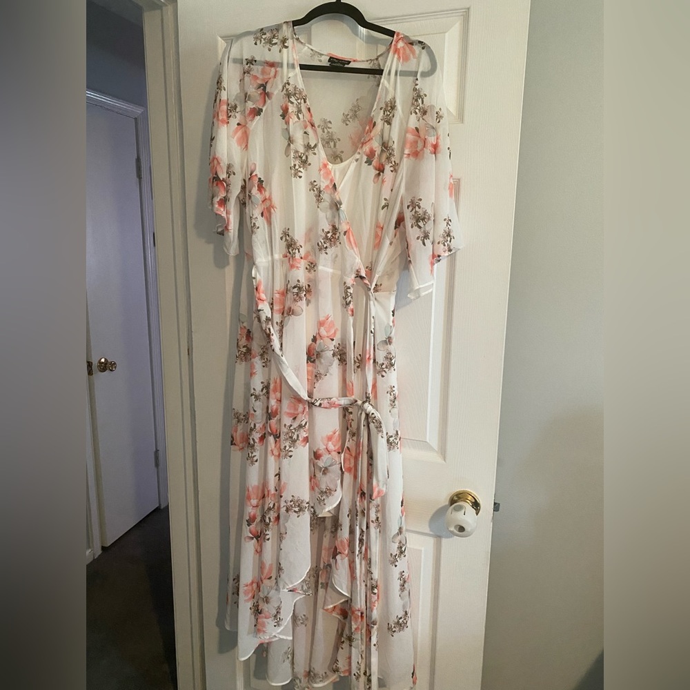 Floral lined wrap dress